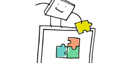 Ein Strichmännchen, das auf einem Bildschirm steht und ein letzes Puzzlestück zu einem Puzzle hinuzufügen will. Dieses Bild ist verlinkt zum Bereich Digitale Barrierefreiheit.